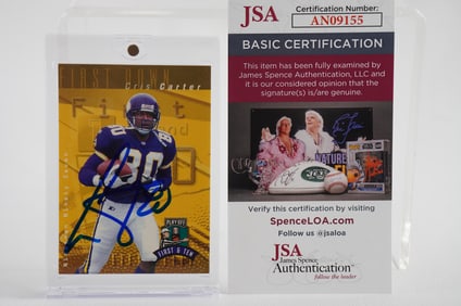 Cris Carter No. 80 Autographed Trading Card Minnesota Vikings w/COA