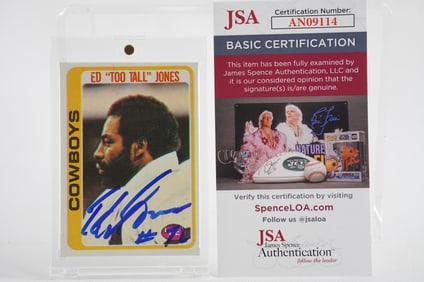 Ed "Too Tall" Jones No. 72 Autographed Trading Card Dallas Cowboys w/COA