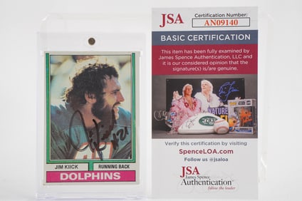 Jim Kiick No. 21 Autographed Trading Card Miami Dolphins w/COA