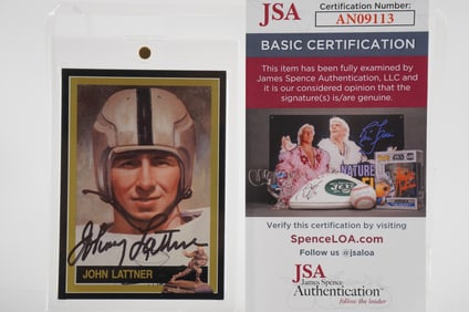 John Lattner No. 14 Autographed Trading Card Notre Dame Fighting Irish w/COA