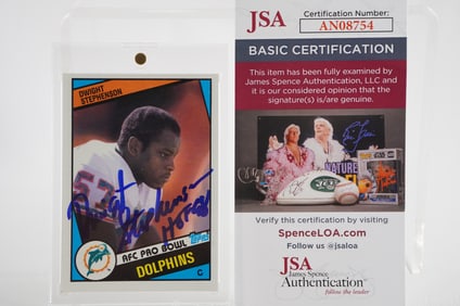 Dwight Stephenson No. 57 Autographed Trading Card Miami Dolphins w/COA