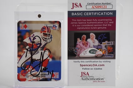 Thurman Thomas No. 34 Autographed Trading Card Buffalo Bills w/COA