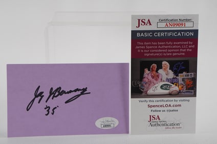 Jay Berwanger No. 35 Autographed Signature Index Card Original Winner of Heisman Trophy w/COA