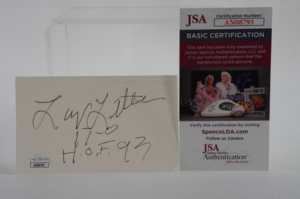 Larry Little No. 66 Autographed Signature Index Card Miami Dolphins w/COA