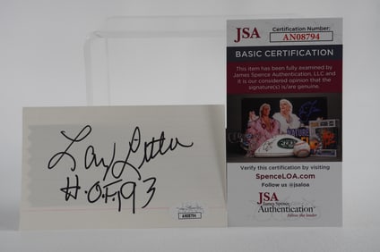 Larry Little No. 66 Autographed Signature Index Card Miami Dolphins w/COA