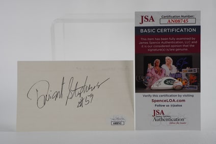 Dwight Stephenson Hall of Fame Autographed Signature Index Card No. 57 Miami Dolphins w/COA