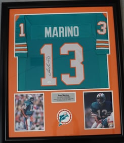 Dan Marino No. 13 Autographed Framed Jersey & Color Photos Miami Dolphins w/COA