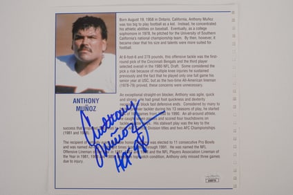 Anthony Muñoz No. 78 Autographed Book Page Cincinnati Bengals w/COA