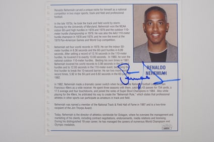 Renaldo Nehemiah Autographed Book Page w/COA