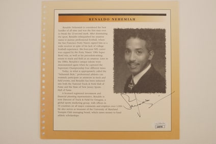 Renaldo Nehemiah Autographed Book Page w/COA