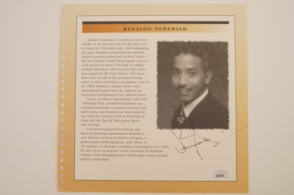 Renaldo Nehemiah Autographed Book Page w/COA