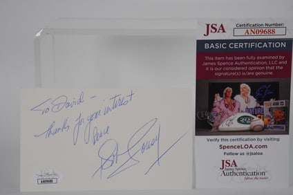 Bob Cousy Autographed Signature Index Card w/COA