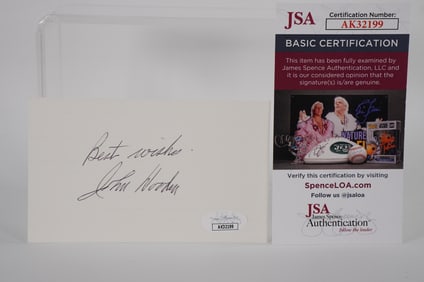 John Wooden Coach Autographed Signature Index Card w/COA