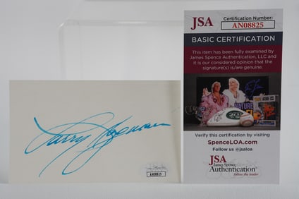 Larry Hagman AUTOGRAPHED Index Card I Dream of Jeannie Dallas w/COA & Unsigned Fake Bill with Photo