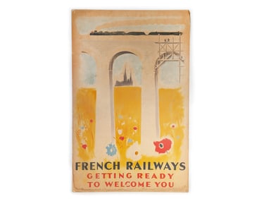 1946 French Railways Getting Ready To Welcome You France Travel Poster 39.5" x 24.5"
