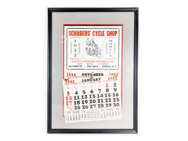 1932 Schaber's Cycle Shop Harley-Davidson Motorcycle Calendar