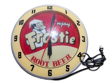 Enjoy Frostie Root Beer Advertising Wall Hanging Clock