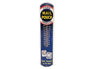Mail Pouch Chew Tobacco Advertising Thermometer Metal Sign