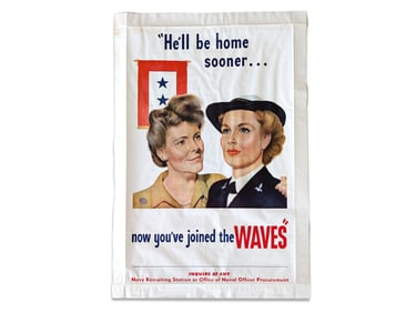 WWII 1944 Navy Recruiting Station WAVES Advertising Poster 28" x 40"