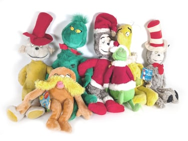 7 Dr. Seuss Plush Figures Cat in the Hat Grinch Lorax and More