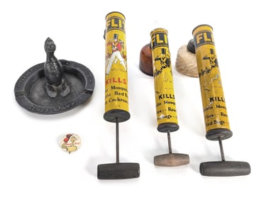 Flit Bug Foggers Seuss Navy Ashtray and Esso Gus Promo Pinback