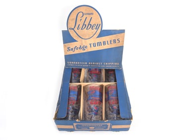 1940s WWII Libby Seuss Navy Glasses Set of 6 MIB