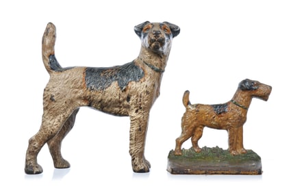 Hubley Cast Iron No. 279 and No. 274 Wire-Haired Terrier Doorstop Set