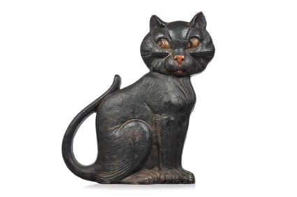 A.M. Greenblatt Studio ca. 1927 #20 Figural Black Cat Sitting Doorstop