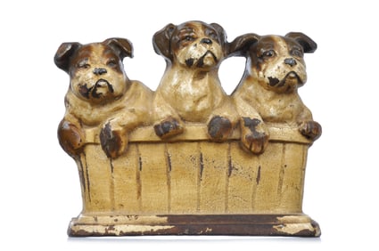 Wilton/Rosenstein Cast Iron Puppies in a Basket Doorstop