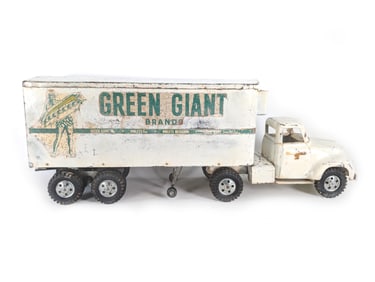 1950's Pressed Steel Tonka Green Giant Delivery Truck & Trailer