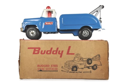 Buddy L Pressed Steel No. 5427 Flat Tire Wrecker with Flasher Lite Boxed
