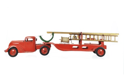 Turner Toys Pressed Steel Aerial Ladder Fire Truck Ca 1938