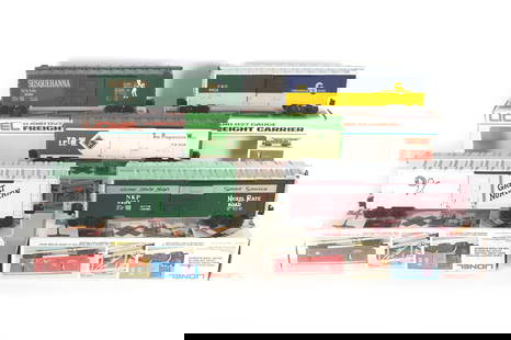 Lionel Box Cars 6-9428 6-9402 6-9401 6-9404 6-9426 Boxed: Lionel: O and 27 Gauge | TPW Box Car (train is 9428 even though box is 6-9424) | Susquehanna Box Car 6-9402 | Great Northern Box Car 6-9401 | Nickel Plate Box Car 6-9404 | C&O Box Car 6-9426 | All car
