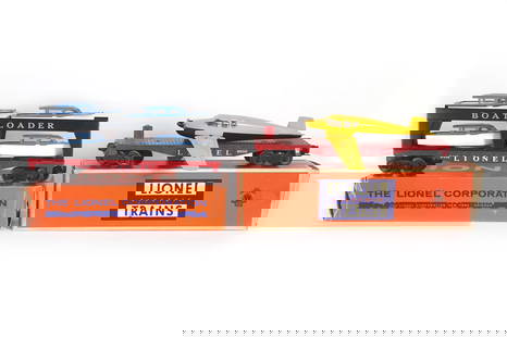 Lionel Flat Car 6800 Boat Transport Car 6416 Boxed: Lionel: 6800 Flat Car w/Airplane | 6416 Boat Transport Car | All cars are in very good shape | Boxes have some wear | End flaps are intact but 6416 is torn.