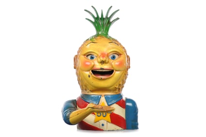 Imswiler & Saylor ca. 1960s Cast Iron 1st Edition Penny Pineapple Mechanical Bank