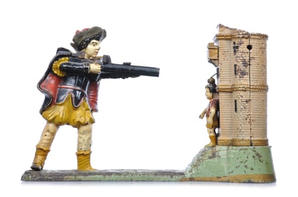 J.E. Stevens Co. Cast Iron No. 331 “William Tell" Mechanical Bank