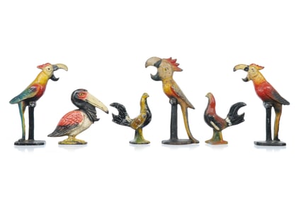 Lot of John Wright Co./Hubley Cast Iron Bird Bottle Openers (6)
