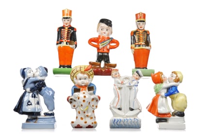 7pcs of Vintage People Ceramic Toothbrush Holders Japan