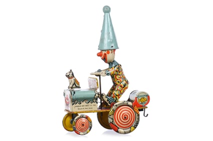 Unique Art Artie the Clown/Unique Artie Tin Lithographed Windup Wacky Jeep
