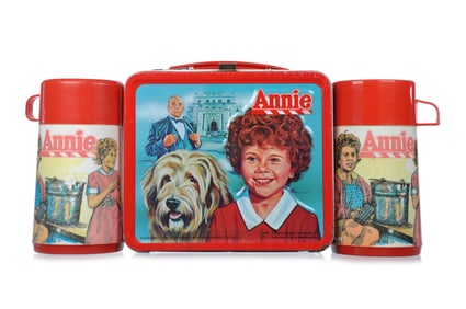 1980s Annie Aladdin Tin Lunchbox with 2 Thermos