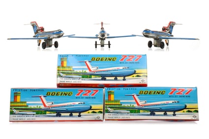 Takatoku T.T. 1960s Tin Friction T.W.A Pan Am Boeing 727 Boxed Japanese Toys (3)