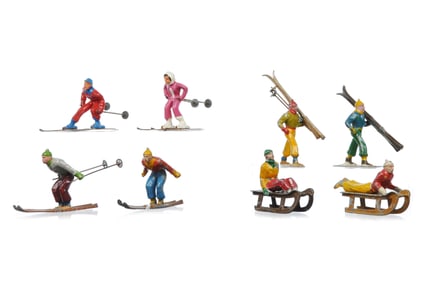 1920-1935 Hollow Lead Winter Figures Barclay & Blancheri Freres BF (8)