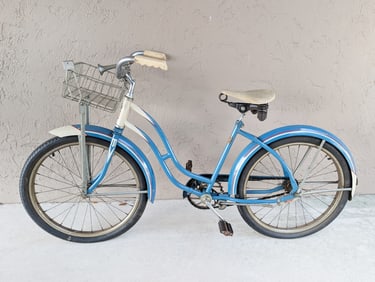 Vintage Blue Cleveland Welding Co. Roadmaster Bicycle Girls