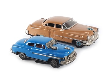 2 Japanese Tin Batt. Op. Cadillacs; Nomura