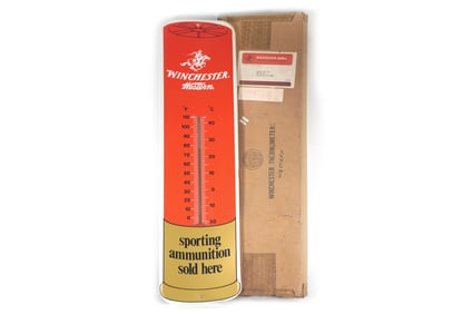Winchester Western Shotgun Shell Thermometer Sign in Original Box