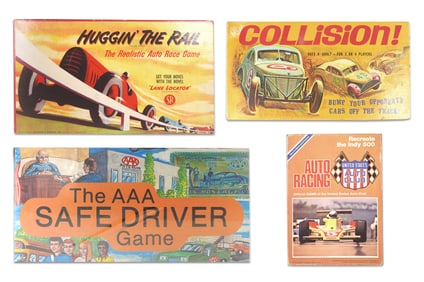 Set of 4 Board Games Auto Racing Collision Huggin the Rail AAA Safe Driver
