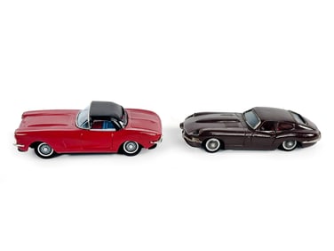 Bandai Tin Friction Corvette and Jaguar XK-E