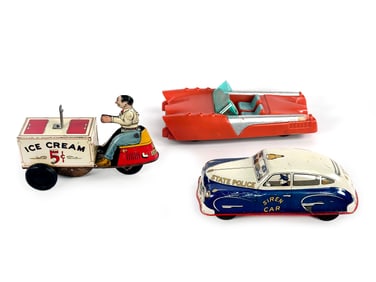 3 Mattel XP-1960 Dream Car, Courtland State Police & Ice Cream Man