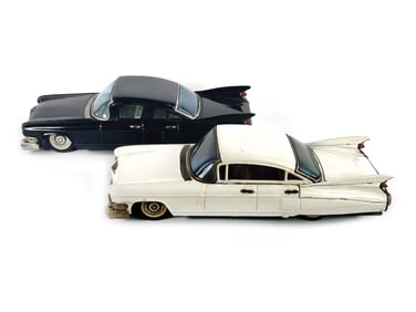 1950s Bandai Tin Friction Hardtop Cadillacs White & Black