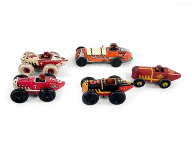 Marx Tin Litho Windup Racers #4, #3, #7, #61 & Lupor #96 Sweet Sue (5)